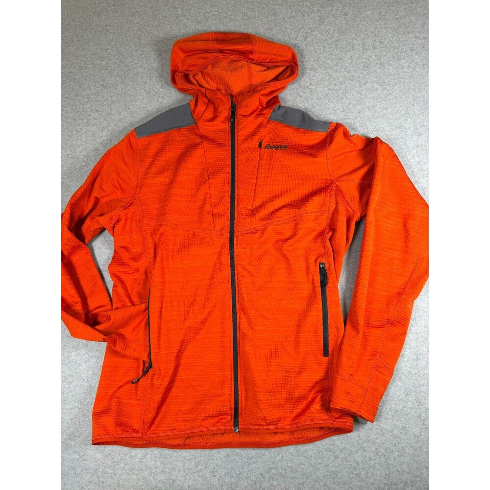 Bergans of Norway Jacket Womens Sz L Hooded Orange Full Zip 100% Recycled SKU160